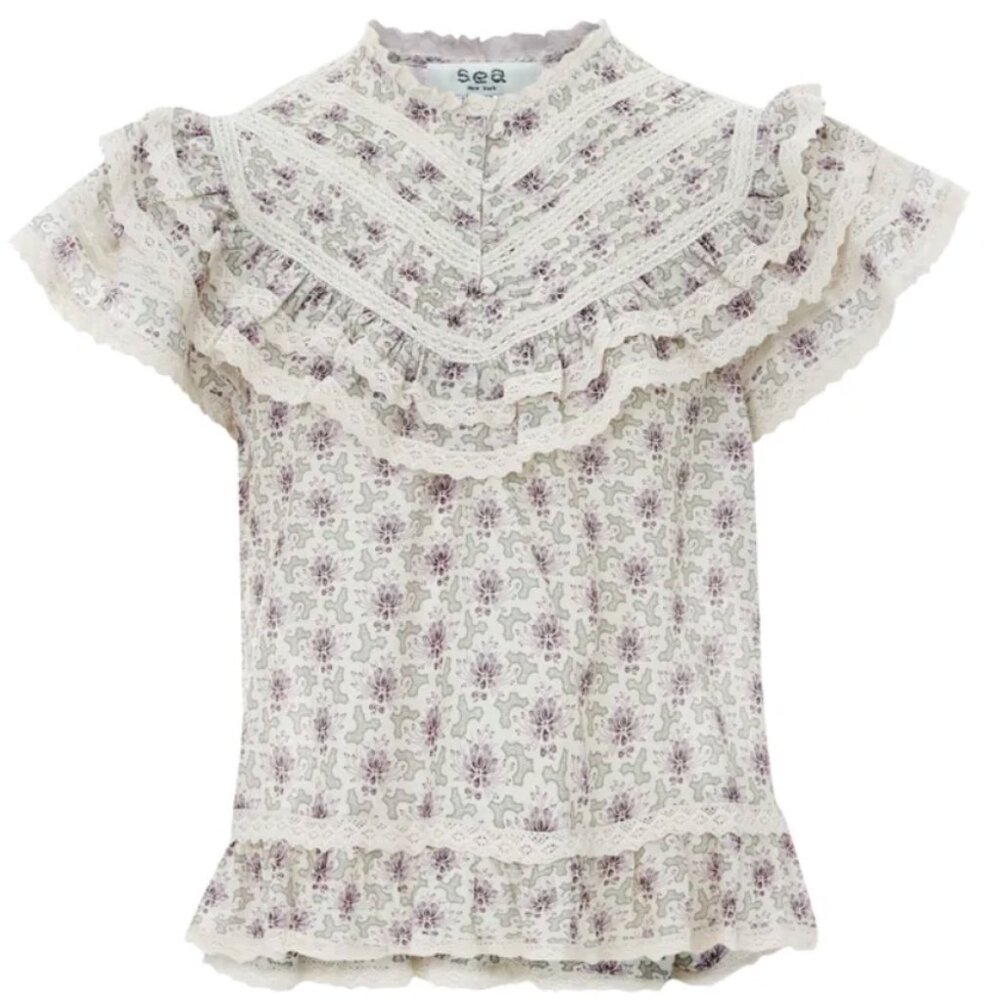 SEA NY Yvonne Flutter Top | Lilac sz L